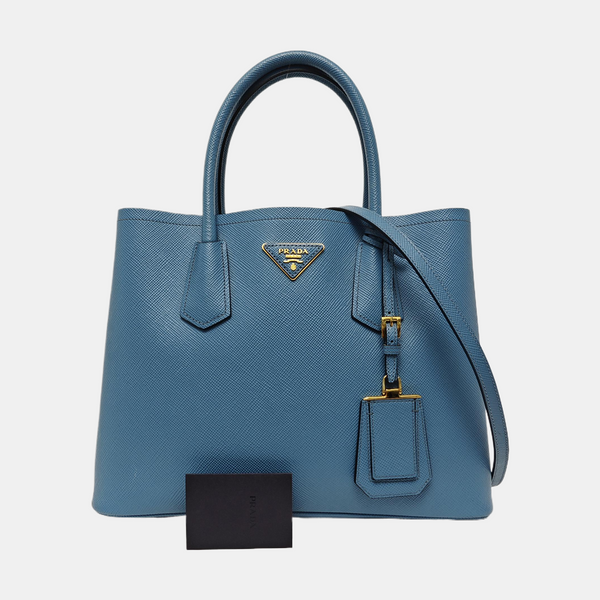 Double Medium Saffiano Calfskin Blue