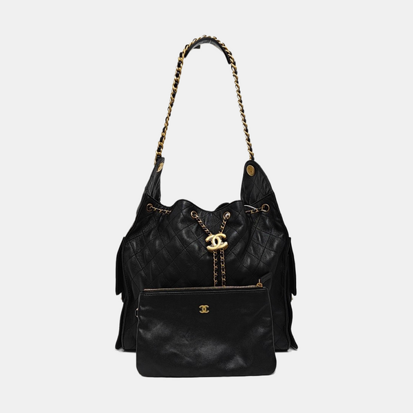 CHANEL 25 Medium Quilted Calfskin Black