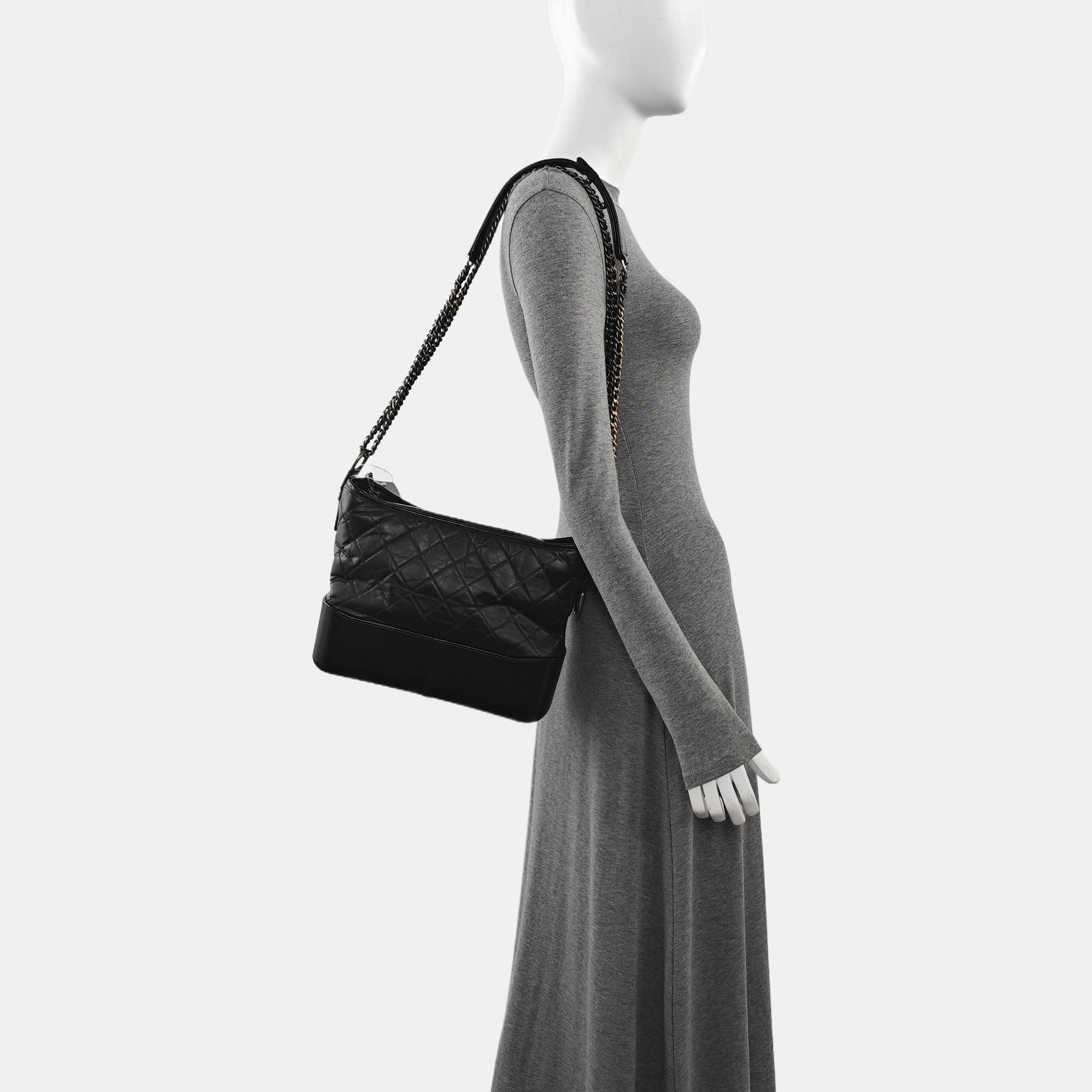 GABRIELLE Large Quilted Calfskin Black