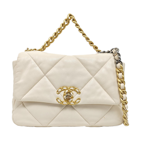 CHANEL 19 Small Quilted Lambskin Beige