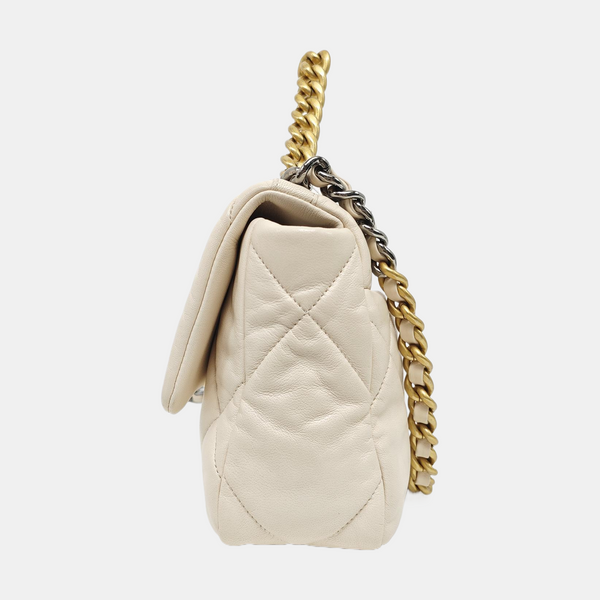 CHANEL 19 Small Quilted Lambskin Beige
