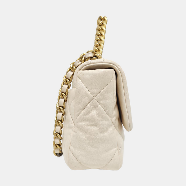 CHANEL 19 Small Quilted Lambskin Beige