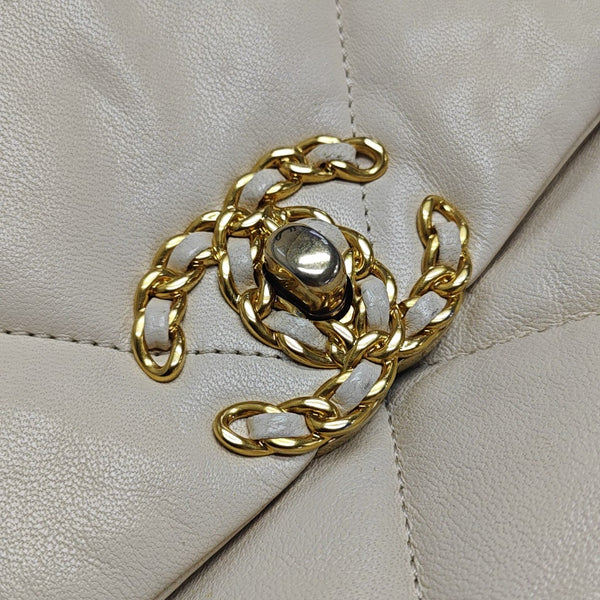 CHANEL 19 Small Quilted Lambskin Beige