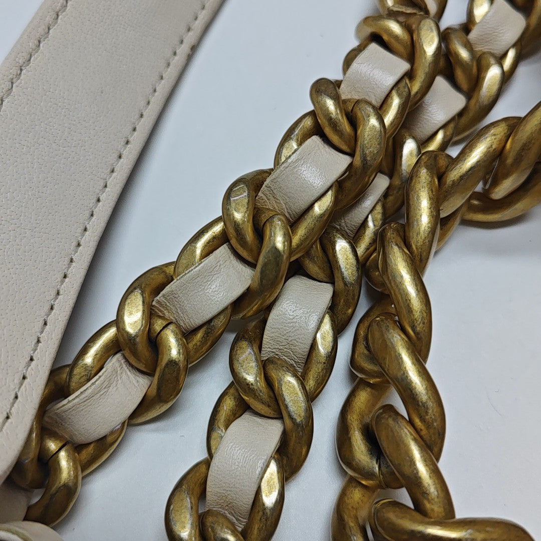 CHANEL 19 Small Quilted Lambskin Beige