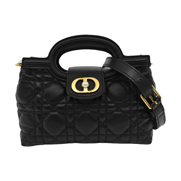 Jolie Top Handle Mini Cannage Lambskin Black