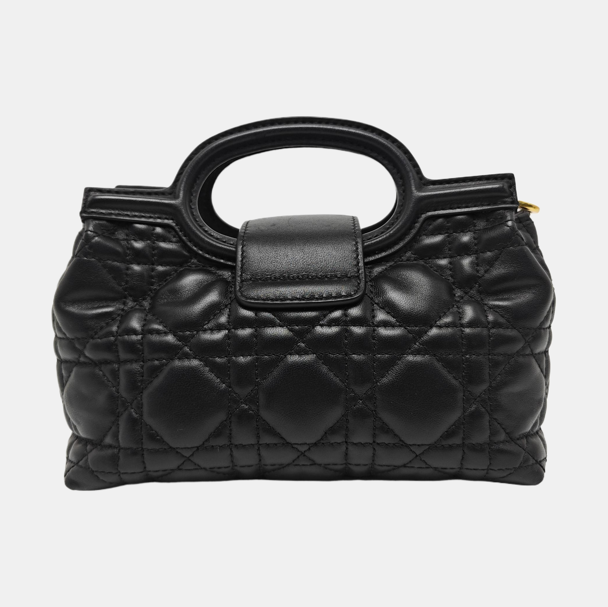 Jolie Top Handle Mini Cannage Lambskin Black