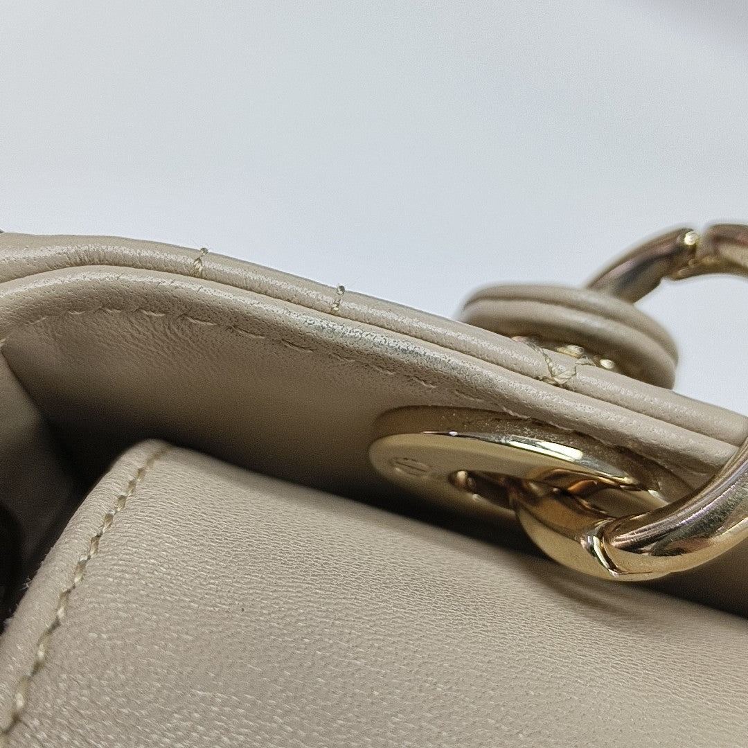 Lady D-Joy Super Mini Quilted Lambskin Beige