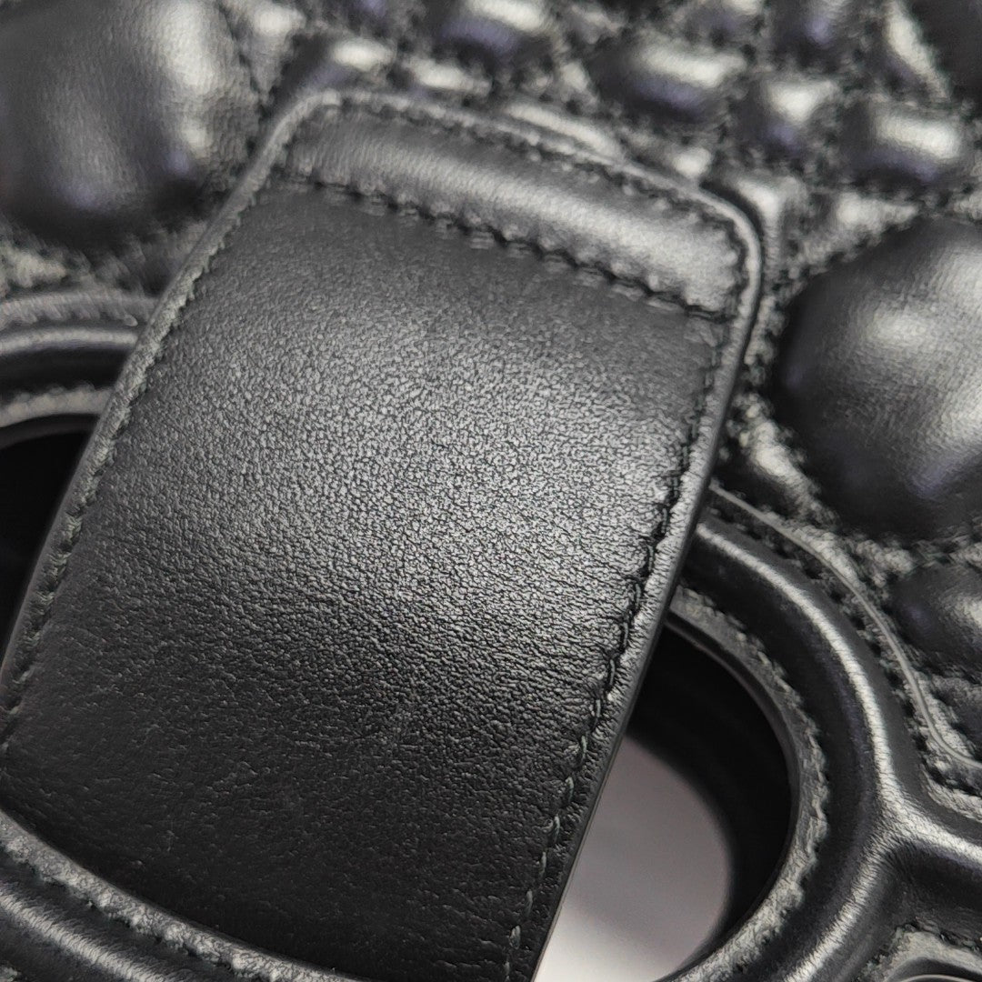 Jolie Top Handle Mini Cannage Lambskin Black