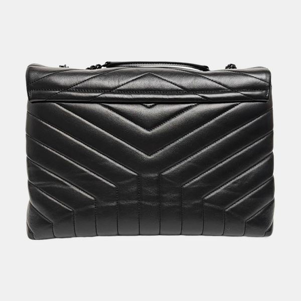 LOULOU Medium Chevron Calfskin Black