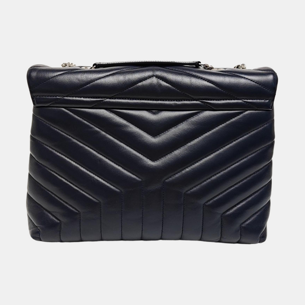 LOULOU Medium Chevron Calfskin Blue