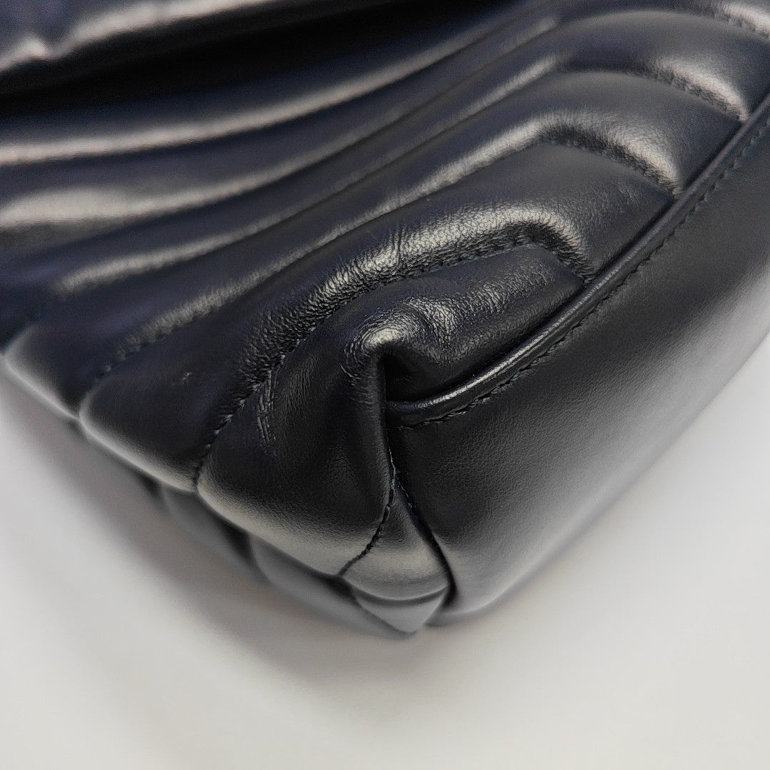 LOULOU Medium Chevron Calfskin Blue