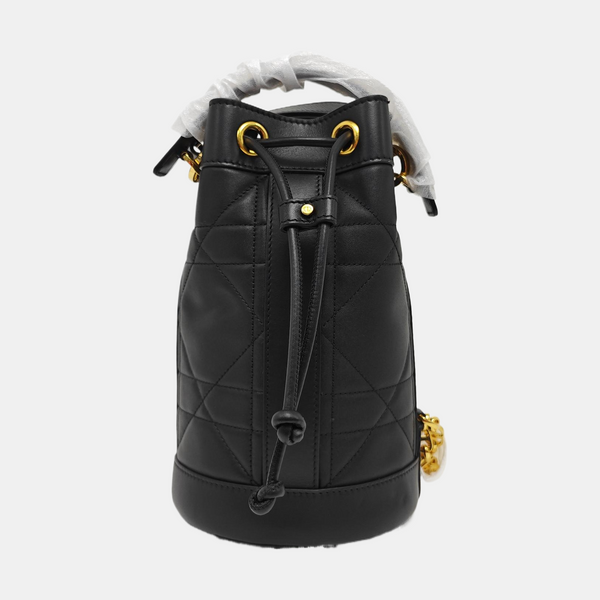 Drawstring Cannage Calfskin Black