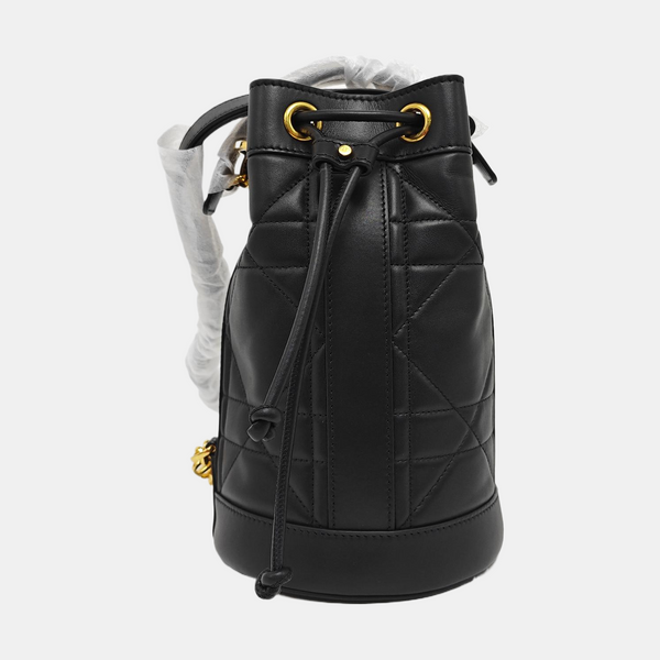 Drawstring Cannage Calfskin Black