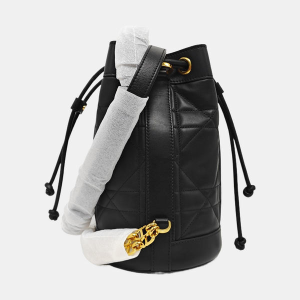 Drawstring Cannage Calfskin Black