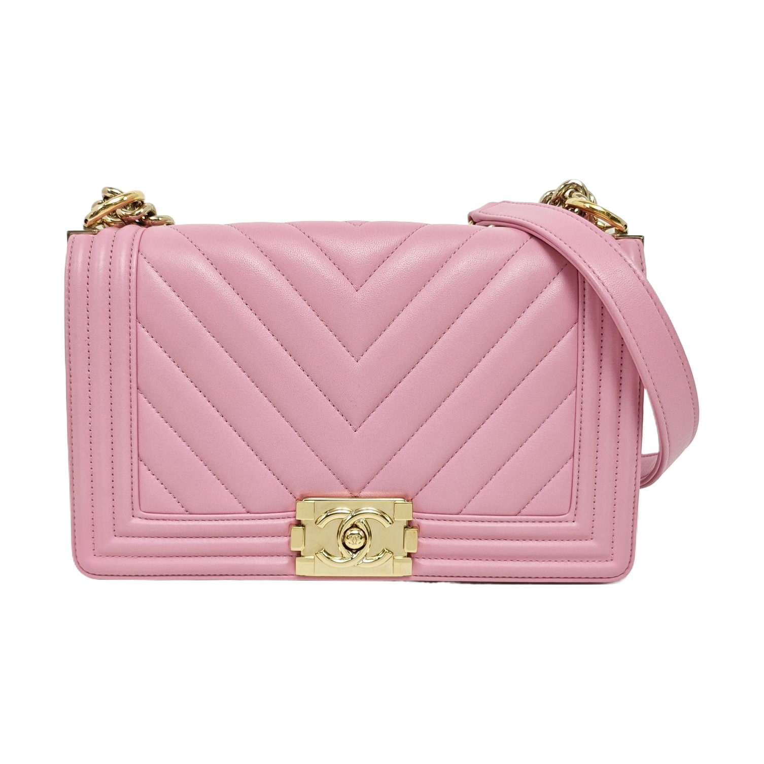 BOY CHANEL Medium Chevron Calfskin Pink