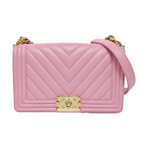 BOY CHANEL Medium Chevron Calfskin Pink