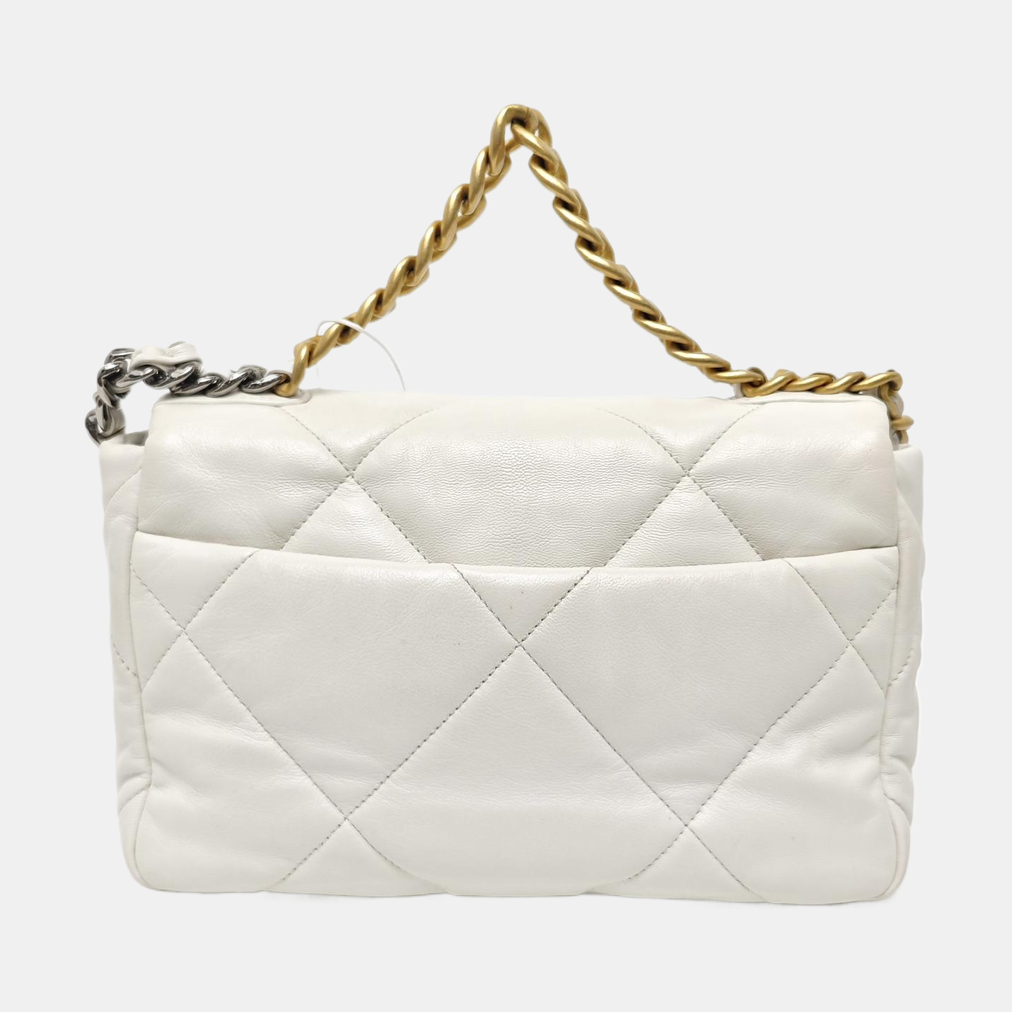 CHANEL 19 Small Quilted Lambskin White
