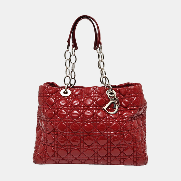 Dior Soft Large Cannage Patent Leather Red
