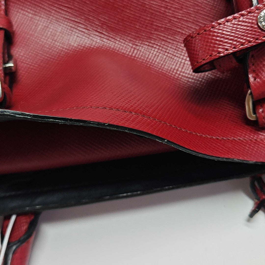 Double Large Saffiano Calfskin Red