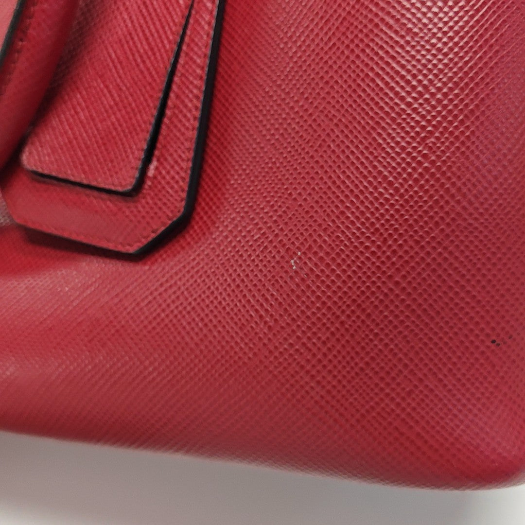 Double Large Saffiano Calfskin Red