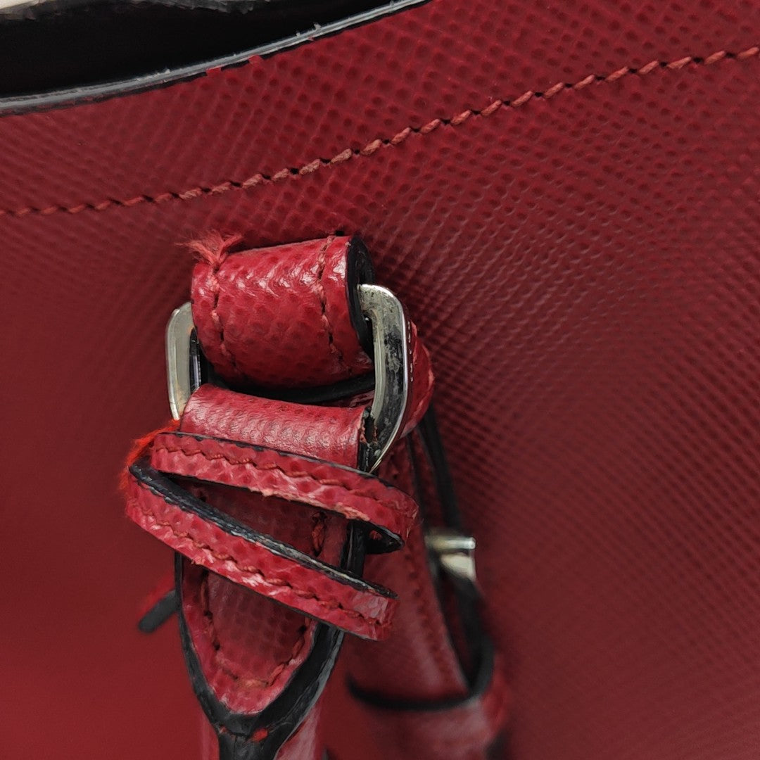 Double Large Saffiano Calfskin Red