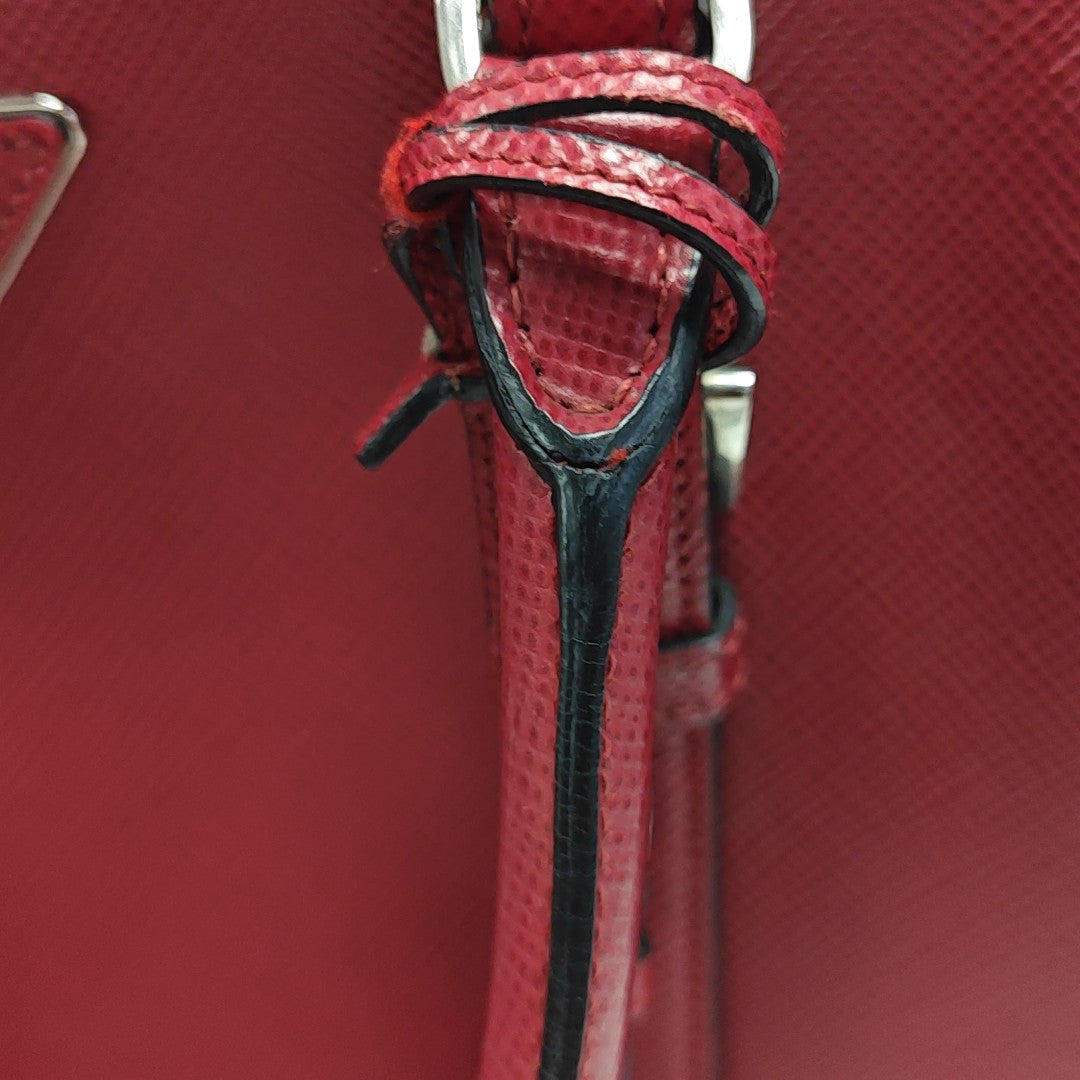 Double Large Saffiano Calfskin Red