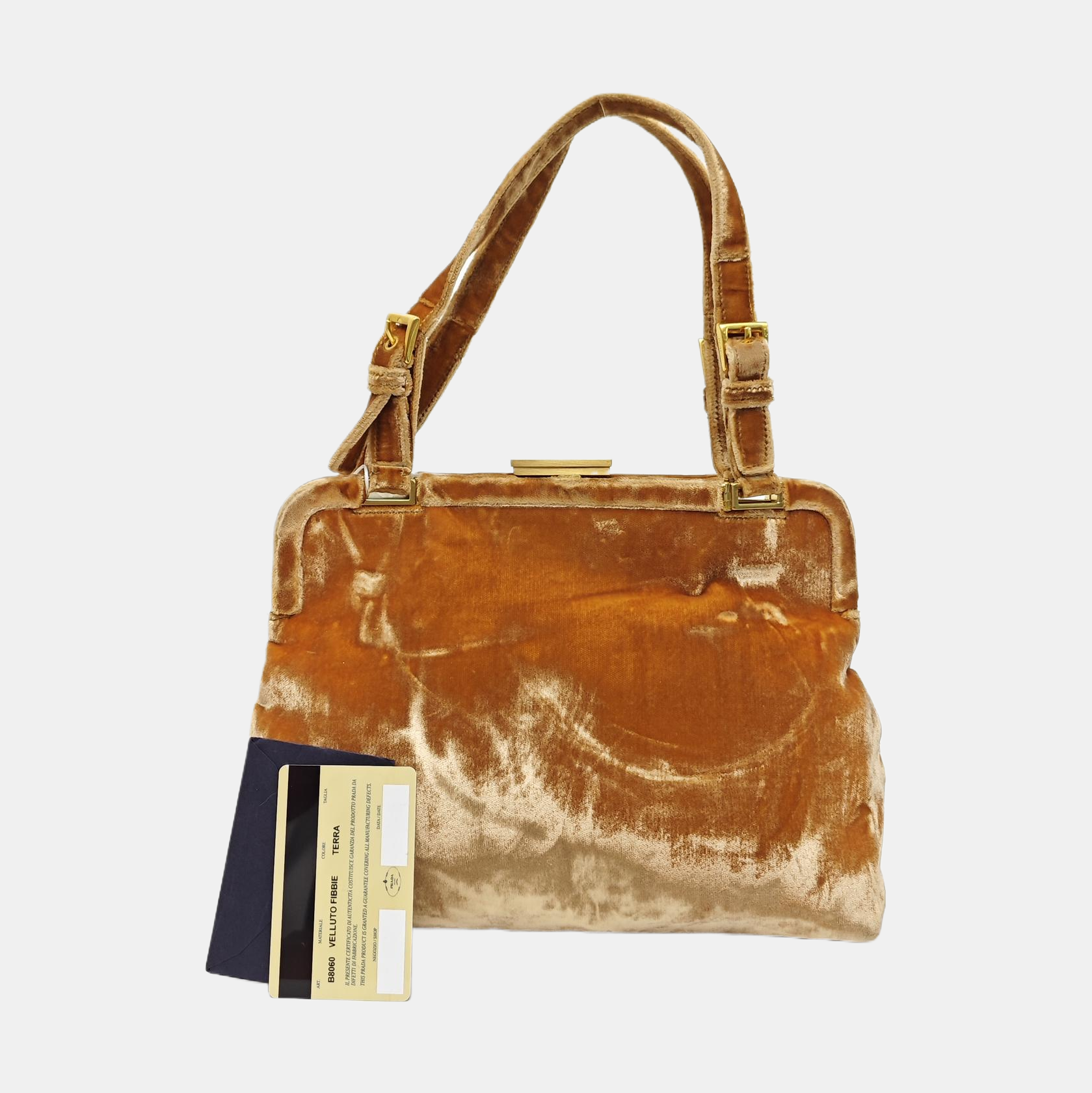 Velvet Top Handle Bag Brown