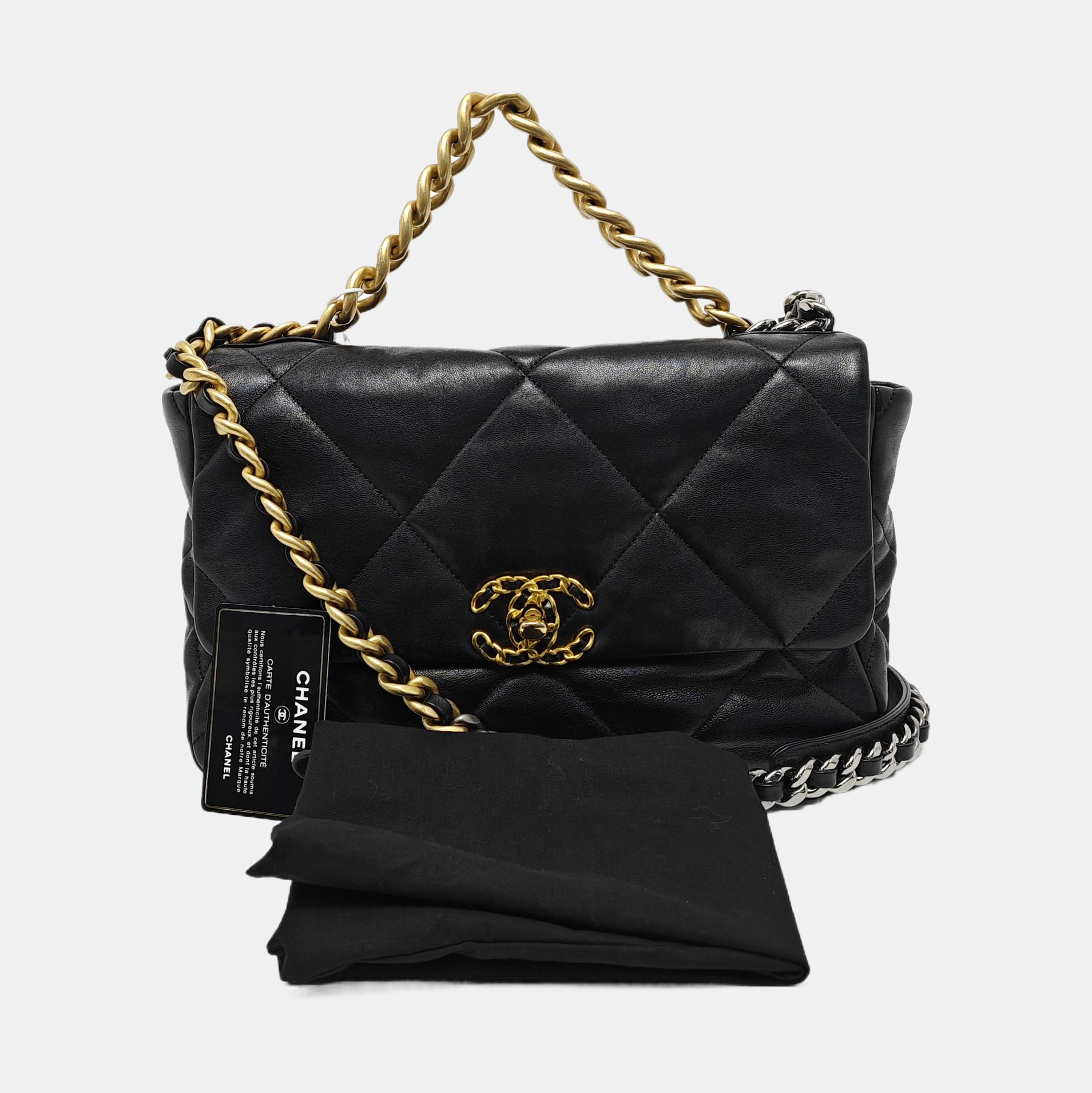 CHANEL 19 Large Quilted Lambskin Black