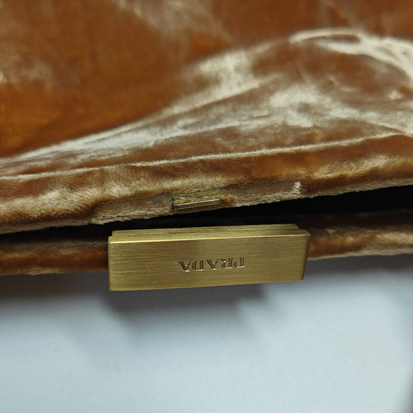 Velvet Top Handle Bag Brown