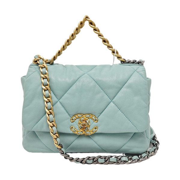 CHANEL 19 Small Quilted Lambskin Green