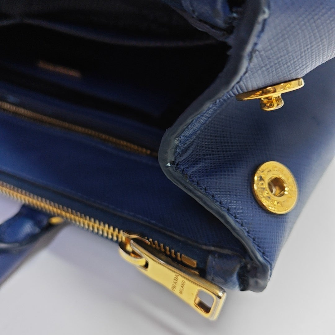 Galleria Large Saffiano Calfskin Blue
