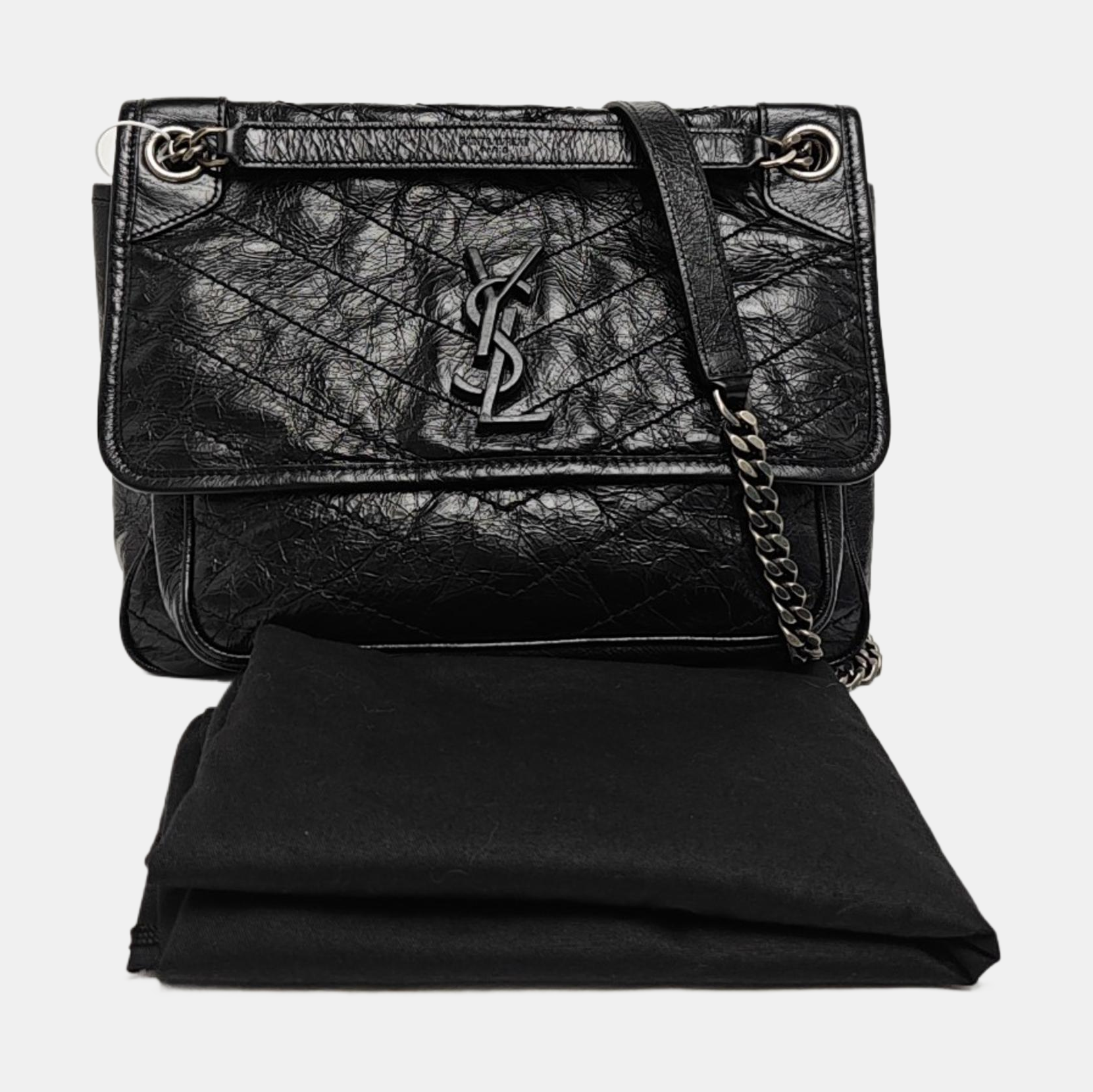 NIKI Medium Chevron Calfskin Black