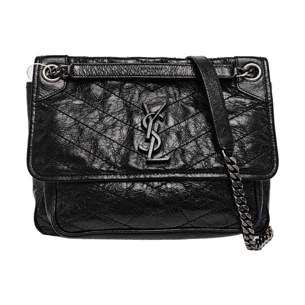NIKI Medium Chevron Calfskin Black