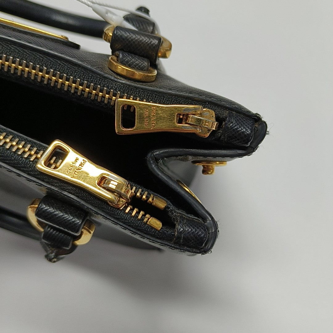 Galleria Super Mini Saffiano Calfskin Black
