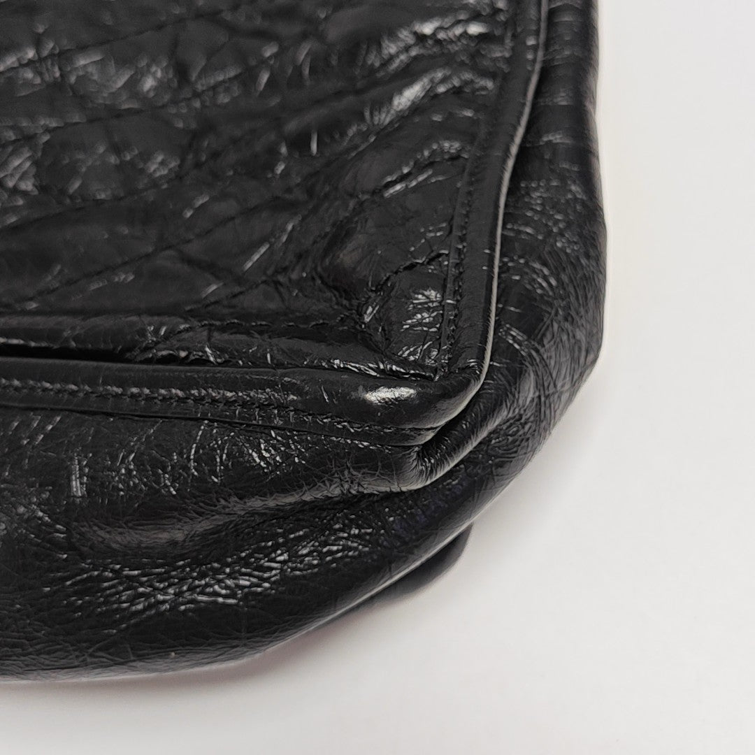 NIKI Medium Chevron Calfskin Black