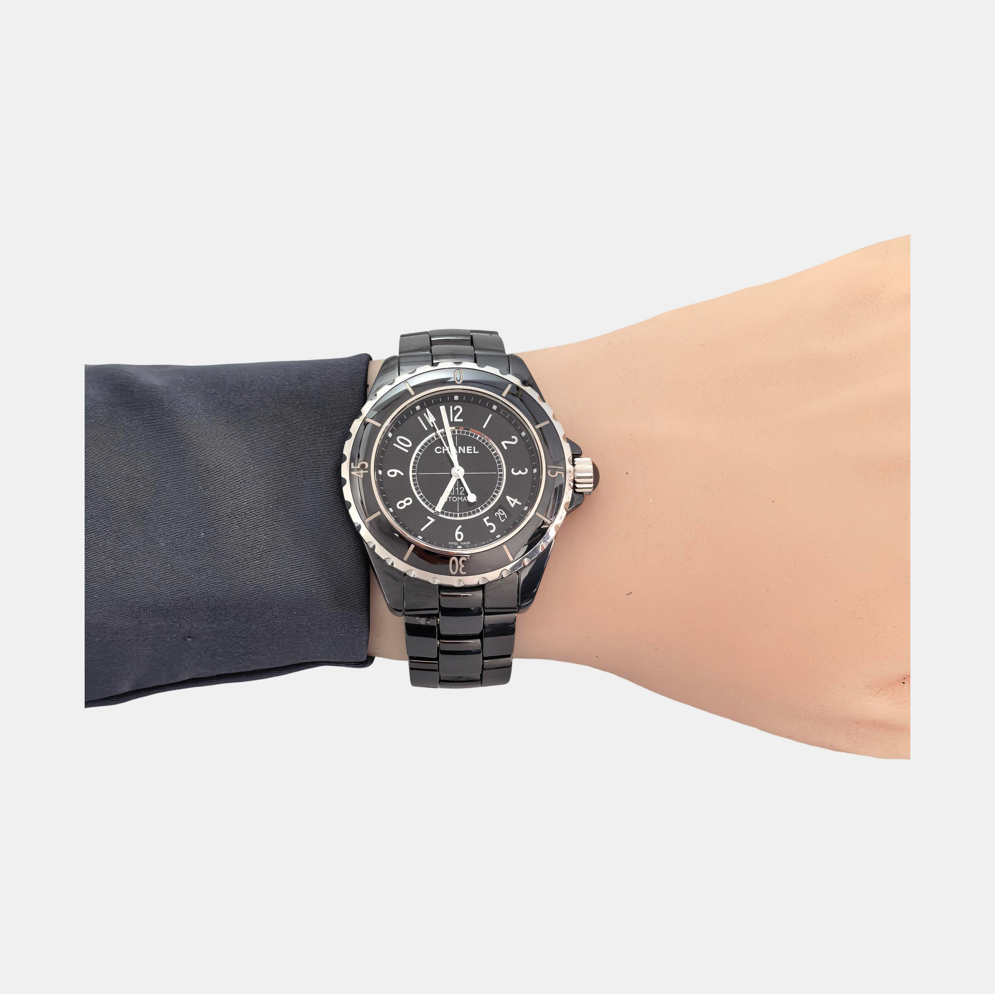 J12 38mm Black Automatic Watch