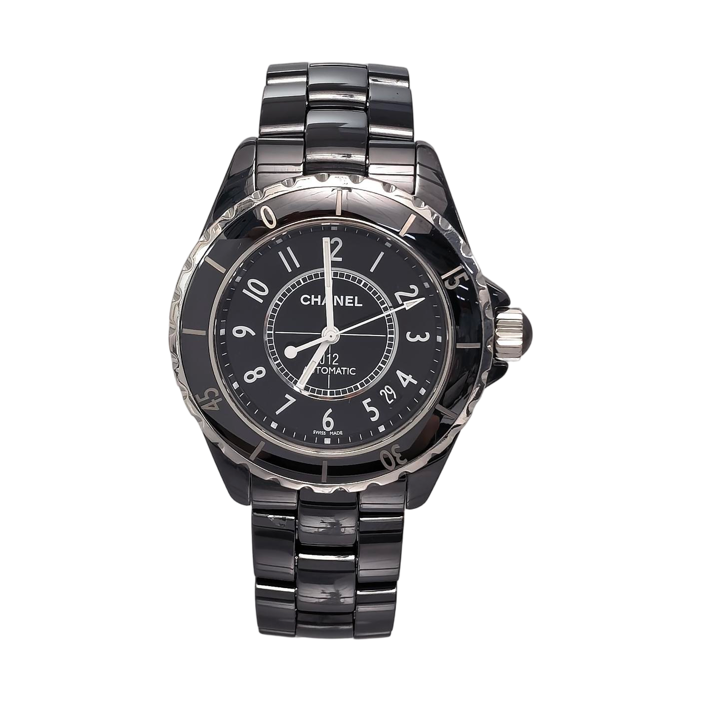 J12 38mm Black Automatic Watch