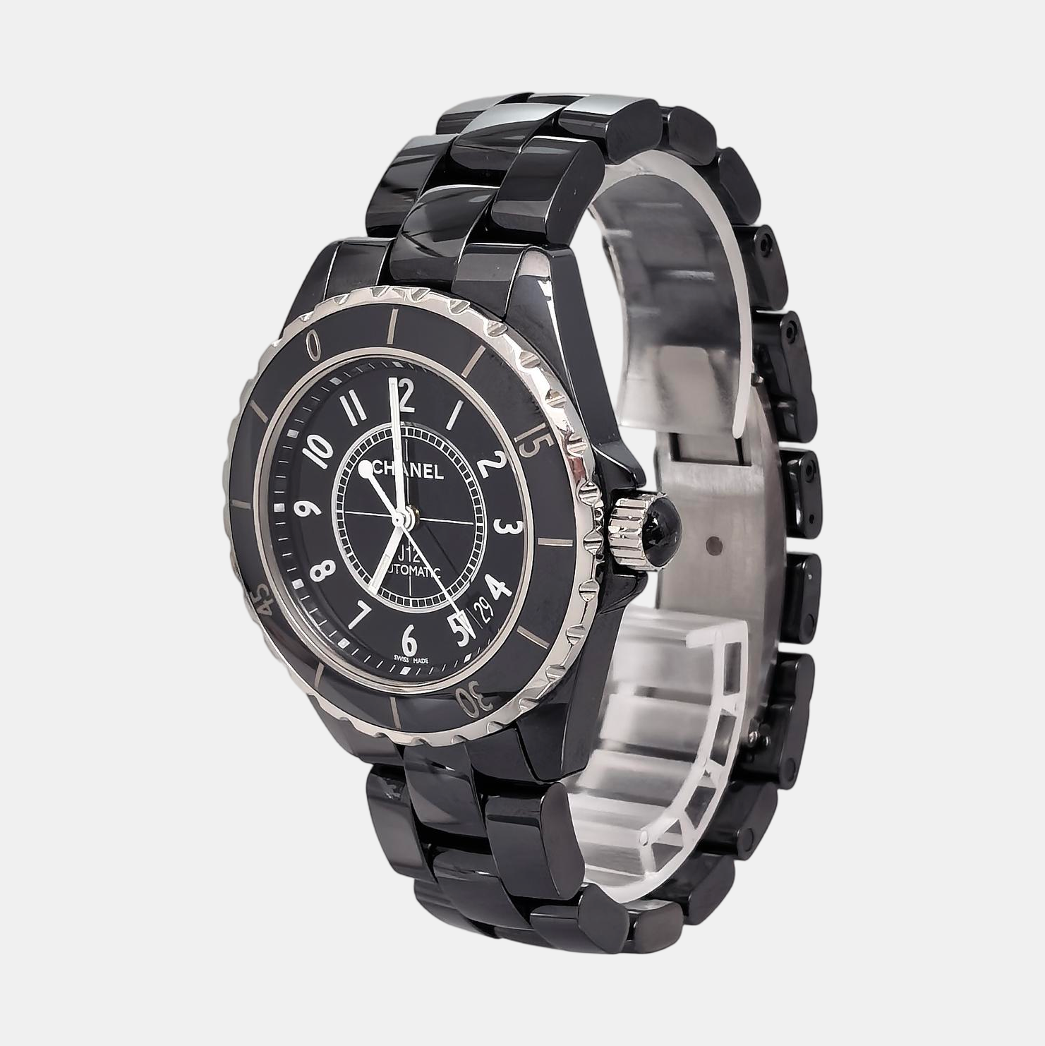 J12 38mm Black Automatic Watch