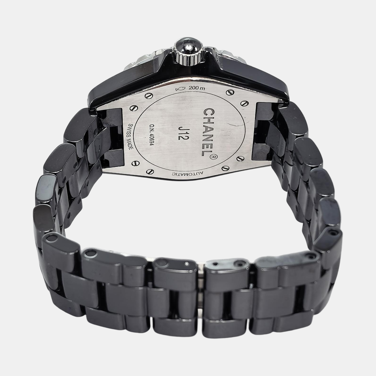 J12 38mm Black Automatic Watch