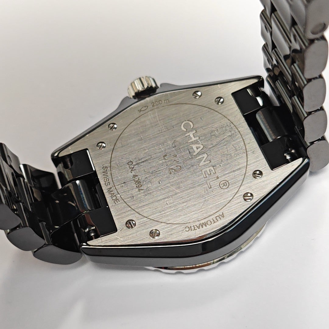 J12 38mm Black Automatic Watch
