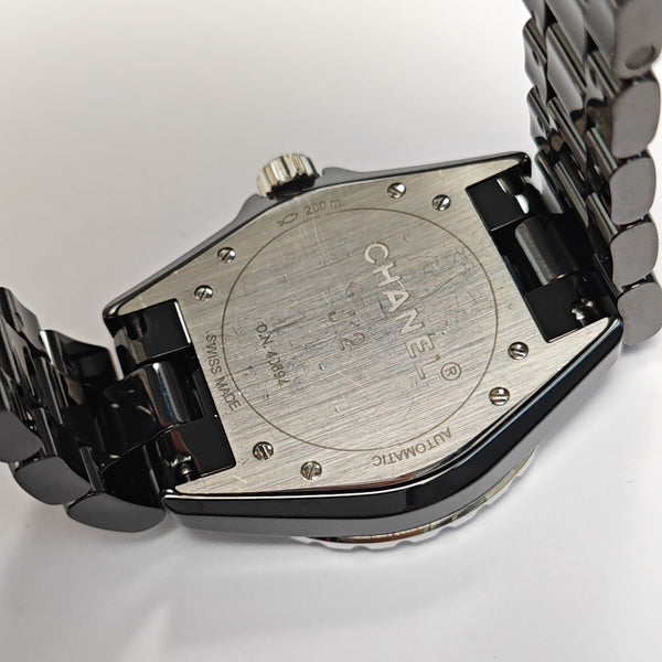 J12 38mm Black Automatic Watch