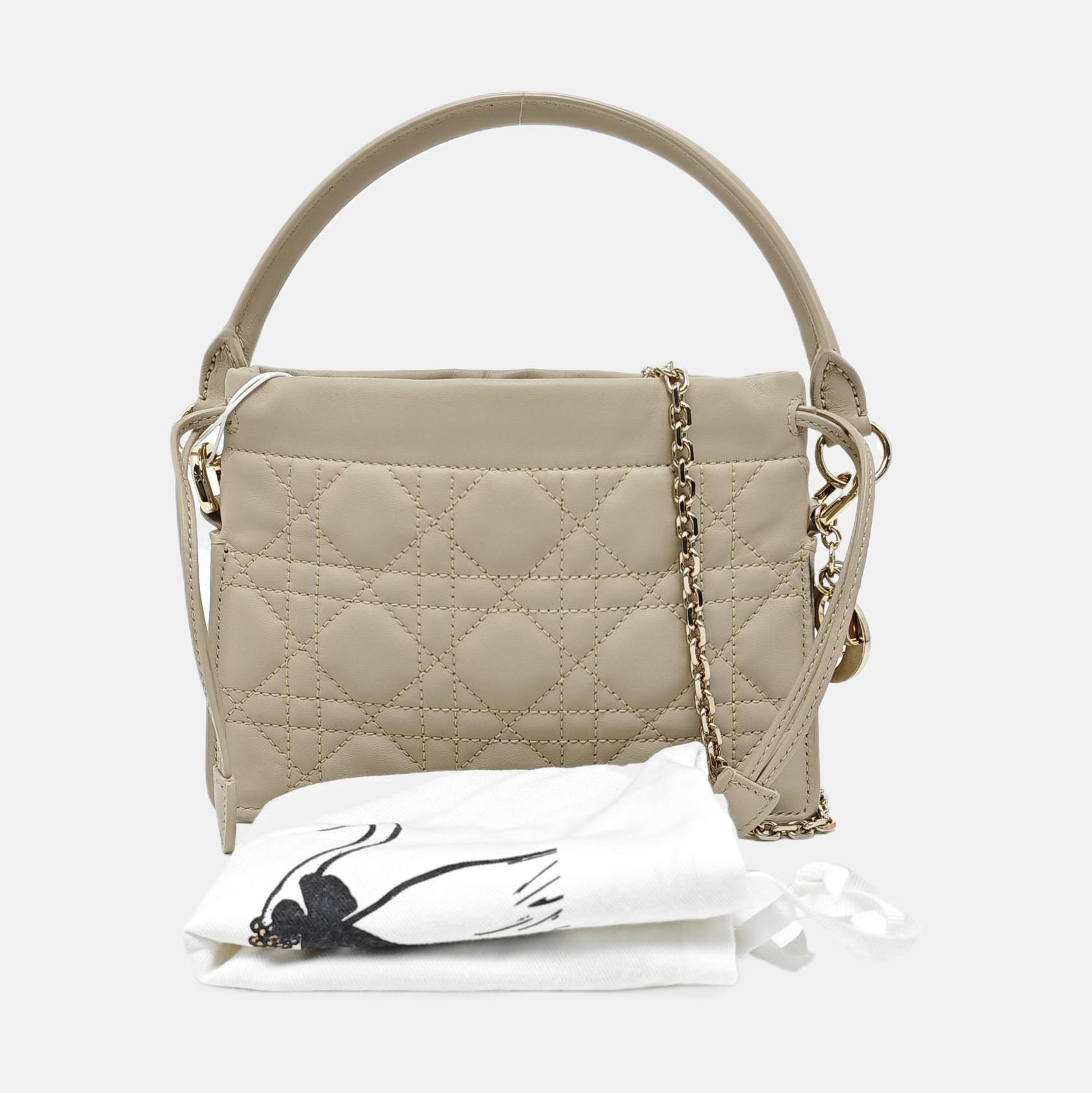 Lady Dior Milly Mini Cannage Lambskin Beige