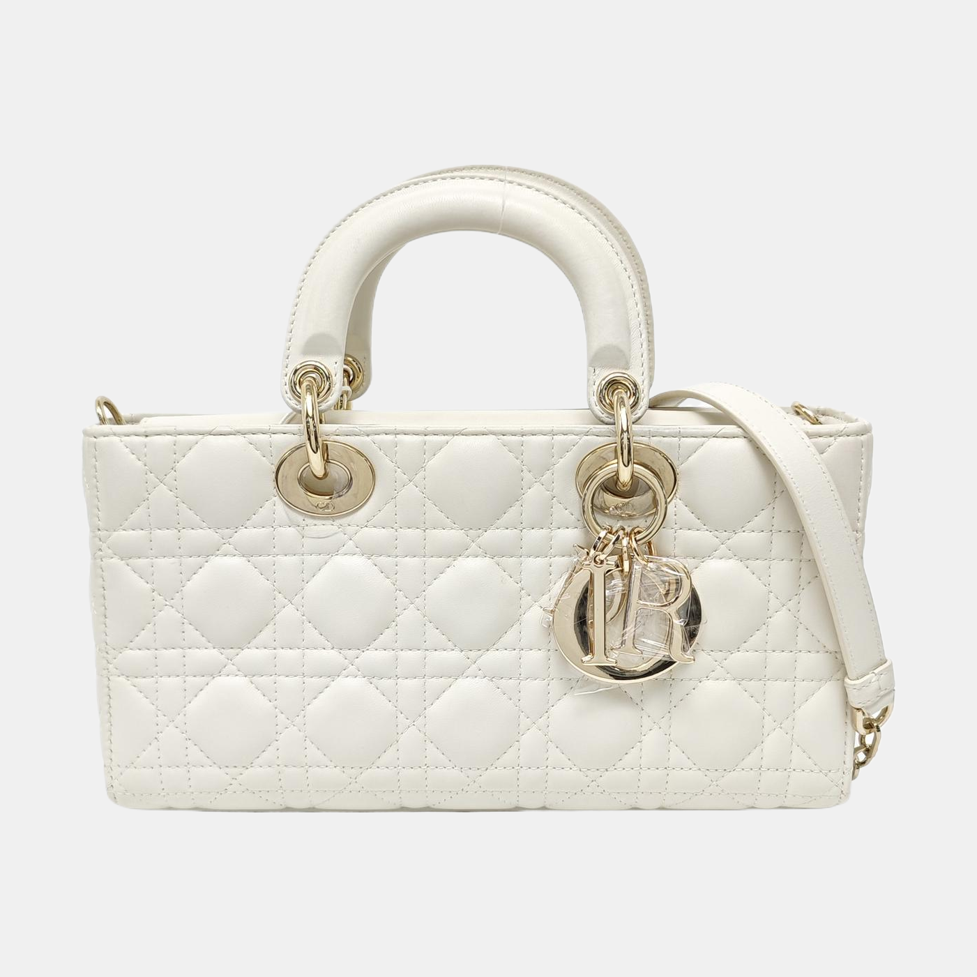 Lady D-Joy Medium Cannage Lambskin White