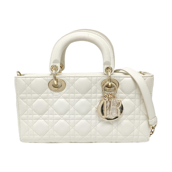 Lady D-Joy Medium Cannage Lambskin White