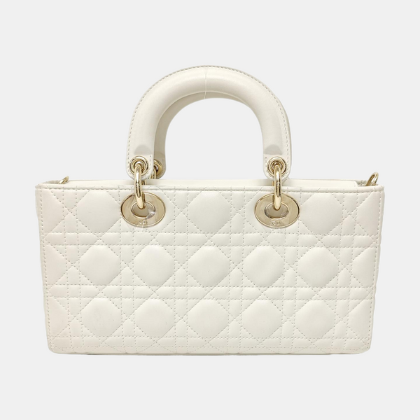 Lady D-Joy Medium Cannage Lambskin White