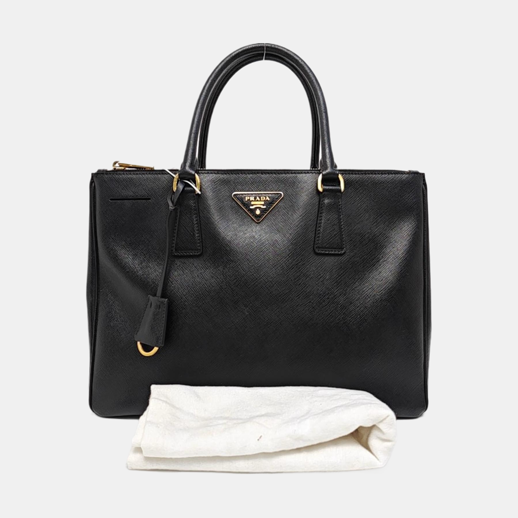 Galleria Large Saffiano Calfskin Black