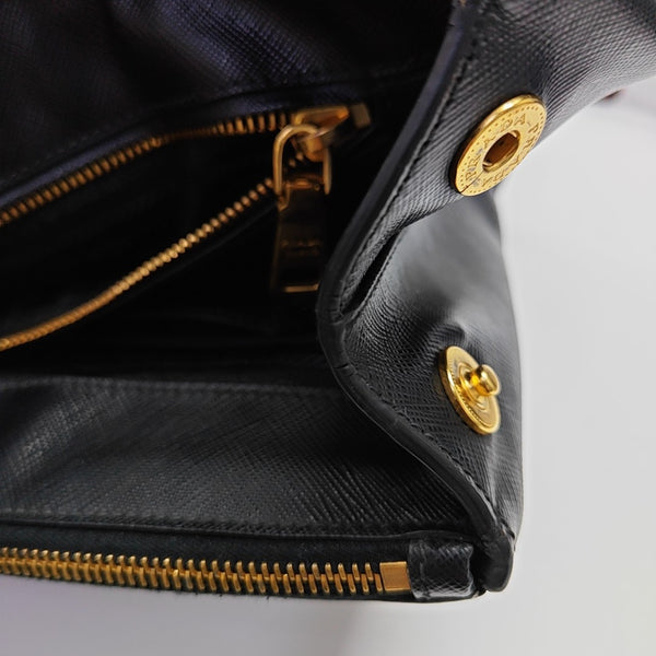 Galleria Large Saffiano Calfskin Black