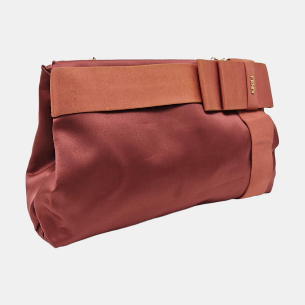Silk Satin Top Handle Bag Red