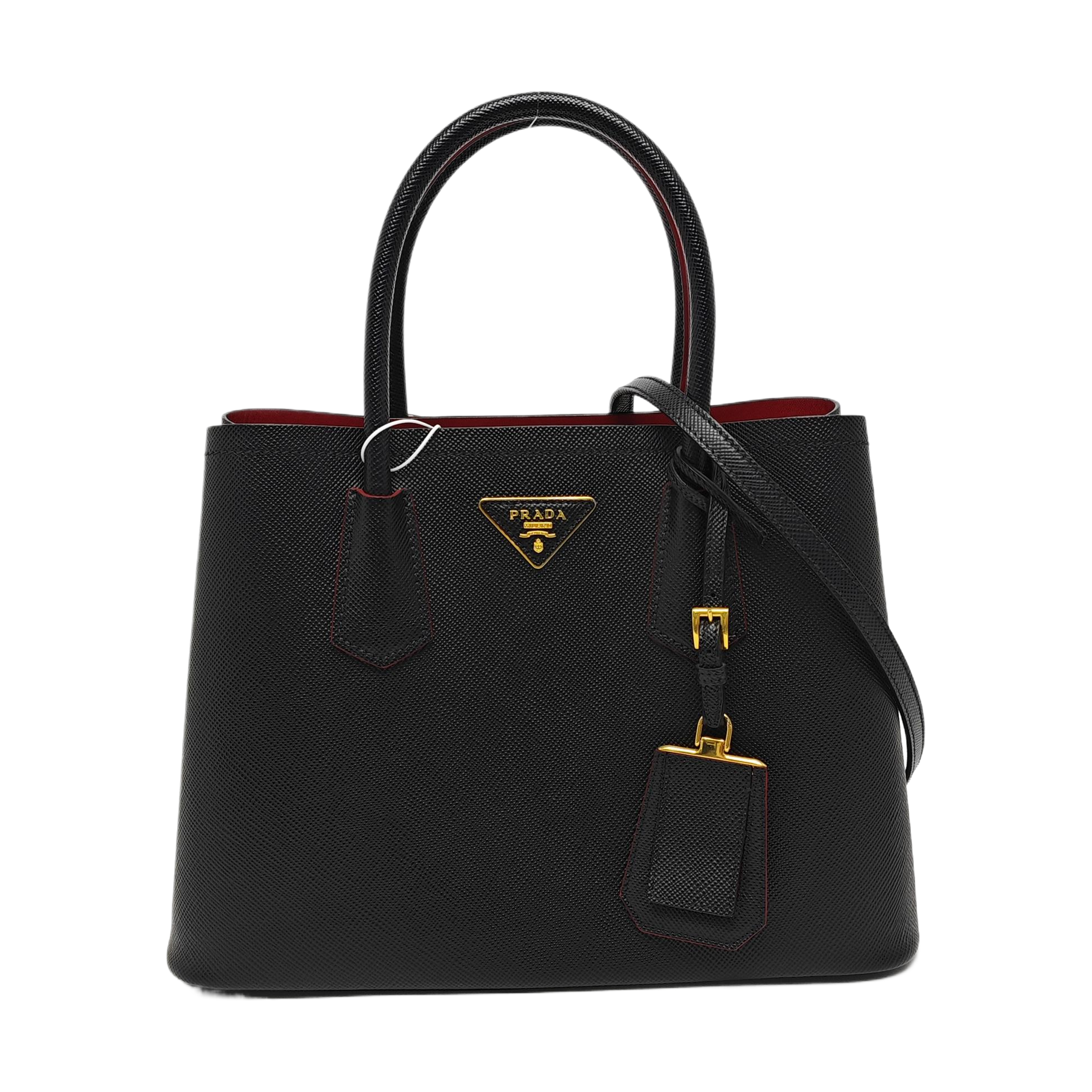 Double Small Saffiano Calfskin Black