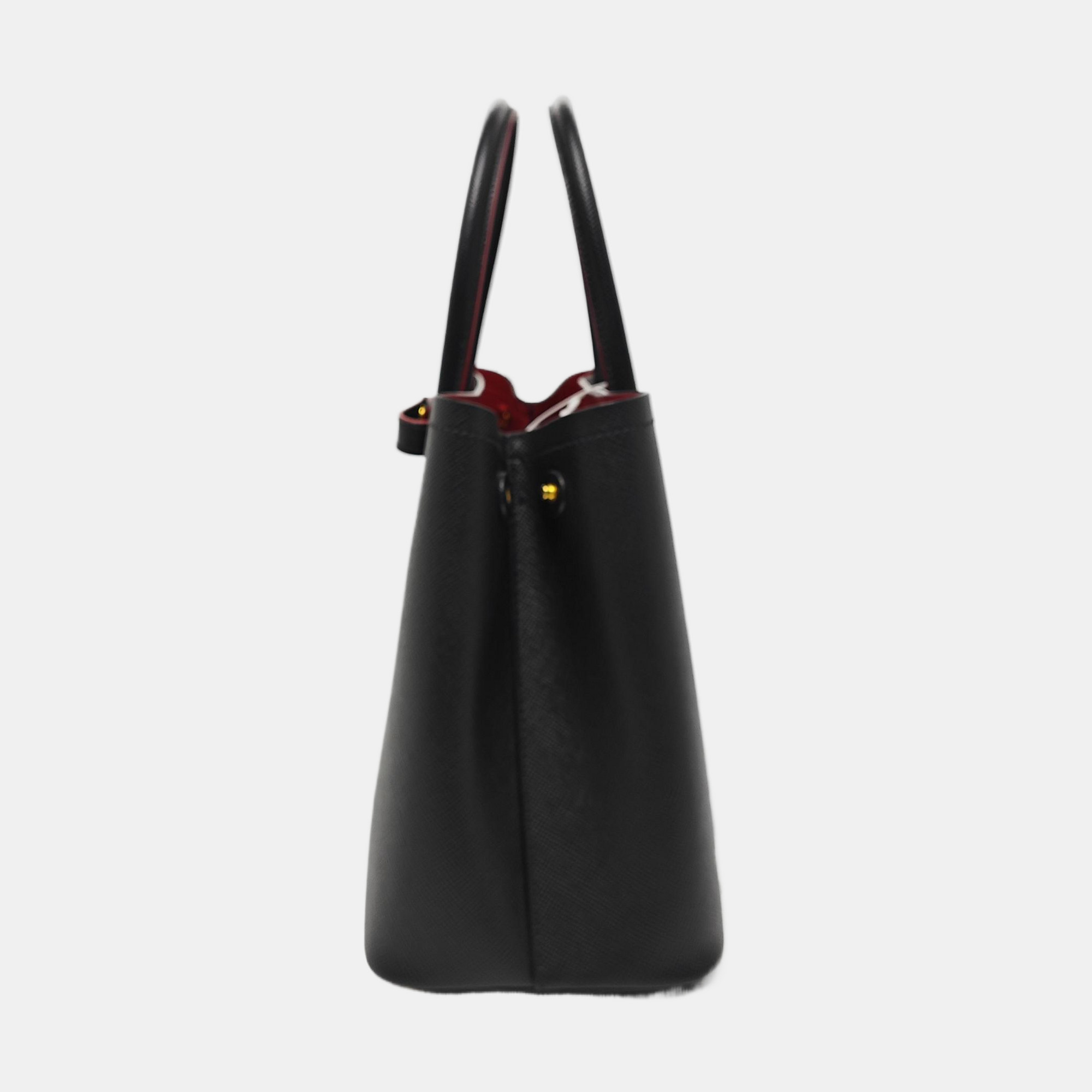 Double Small Saffiano Calfskin Black